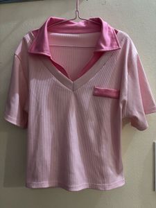 Cute Pink Collared Polo Top 🎀