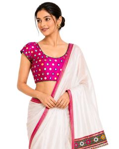 Embroidered White Navratri Dupatta