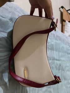 Chic Cream & Burgundy Crossbody Bag