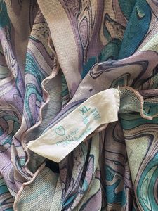 Swirl Print Mesh Tie-Front Top
