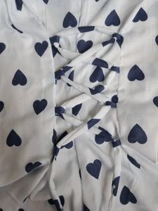 HANDMADE Cute Heart Print Square Neck Top