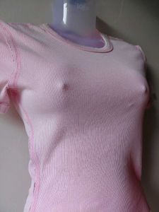 Pink Ribbed Short Sleeve T-Shirt