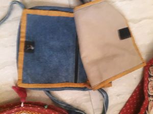 denim fabric sling bag