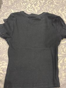 Black Ribbed Cropped T-Shirt