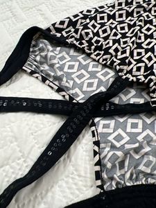 Embellished Black &amp; White Geometric Dress
