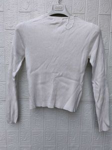 New with tag Cream Ribbed Knit Button-Up Sweater