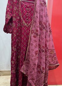 Beautiful Pink Floral Kurta Set with dupatta