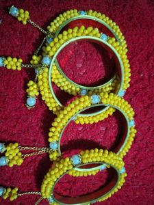 Yellow Beaded Bangles