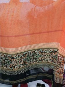Orange Printed Saree