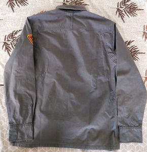 Men Grey Regular-fit Pocket Sustainable Casual Shi