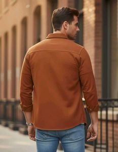Rust Brown Casual Overshirt for Men | Premium Cott