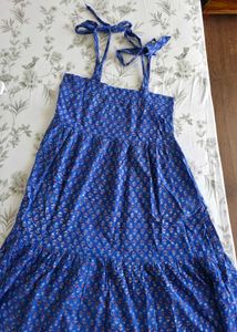 Blue Floral Tiered Maxi Dress