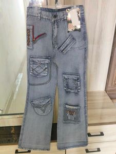 Y2K Light Wash Multi Pocket Cargo Jeans