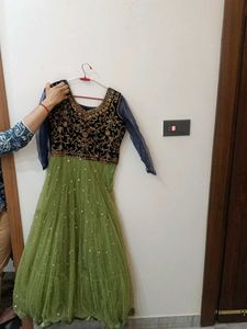 Green Embroidered Anarkali Gown