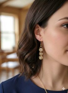 Gold Chain &amp; Cube Bead Jewelry Set