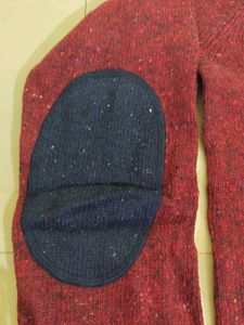 Men's Maroon Sweater with Elbow Patches