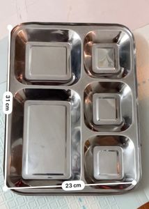 Stainless Steel Compartment Plates (Set of 6)