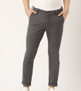 Solid Grey Casual Chinos