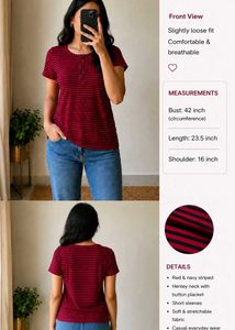 Red & Navy Striped T-Shirt