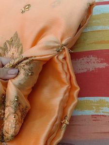 Elegant Peach Embroidered Saree