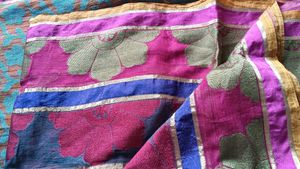Vibrant Striped Floral Saree