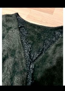 Cozy Black Fuzzy Wrap over top
