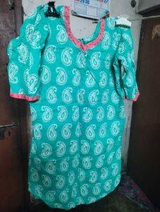 Teal Paisley Print Kurta