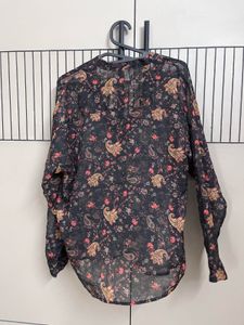 Bohemian Floral Print Sheer Top
