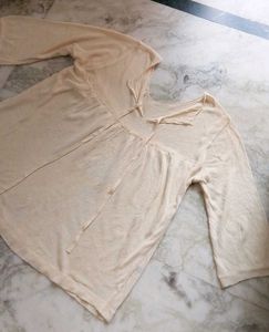Cream Tie Neck sheer top