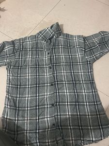 Men's Grey Plaid Flannel Shirt