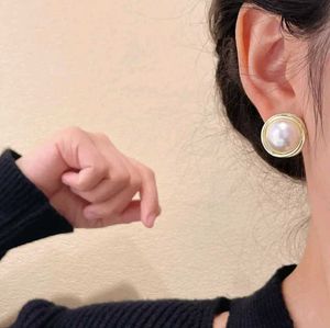Elegant Pearl &amp; Gold Stud Earrings