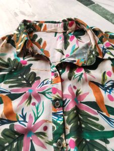 Tropical Print Button-Up Shirt