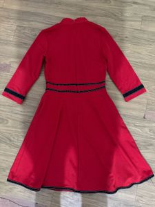 Red Fit &amp; Flare Dress with Black Accents