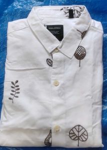 NORTH REPUBLIC Men's White Embroidered Button-Down