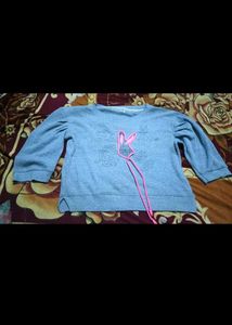 Light Blue Long Sleeve Top with Bunny Detail