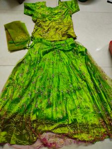 Green Embroidered Lehenga Choli Set