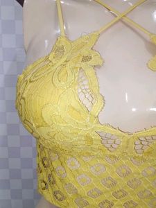 (485)Yellow Lace Bralette