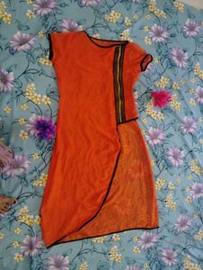 Orange Kurta with Black Trim