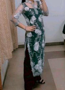 Silver Party Kurta With Inner
