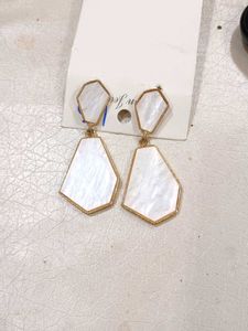 Geometric White Dangle Earrings