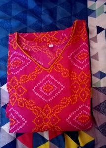 New Bandhani Pink Xxl Kurti