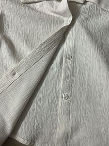 Textured White Long Sleeve Shirt