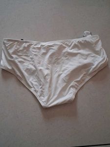 White Bikini Bottom with Zipper Detail