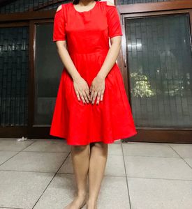 Flash ⚡Sale ❤️Cold Shoulder Flared Red Dress