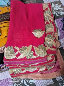 HEAVY PINK EMBROIDERY SAREE