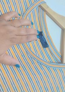 Yellow &amp; Black Striped Casual Dress For 34 Bust