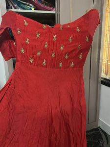 Elegant Red Embellished Gown