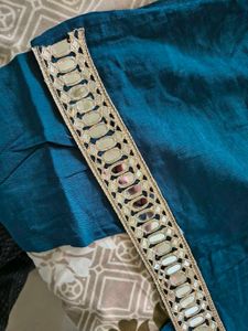 Teal Mirror Work Kurta set