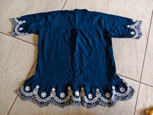 Stylish Embroidered Navy Blue Top