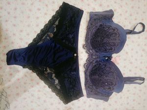 Beautiful Blue Longline Bra with Lace Detail